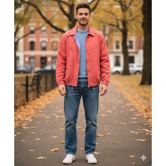 VTG London Fog Men Large Watermelon Red/ Purple 80's Colorful Jacket - Picture 1 of 6